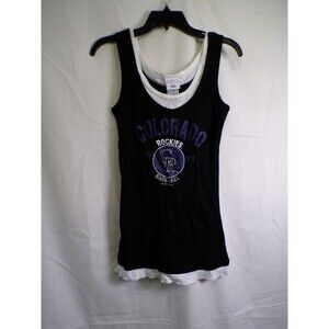 Campus Lifestyle Colorado Rockies Women's Faux Layered Tank Top L Black